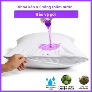 1PC 50x70cm Vỏ Gối Cotton Terry Chống Thấm Nước Có Khóa Kéo Chống Mạt Không Gây Dị Ứng Thân Thiện Với Môi Trường Nhuộm Màu Trơn