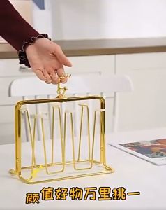 Rak Gelas Mewah Deer Luxury Iron Gold Glass Drain Rack with Tray Cup Holder Organizer