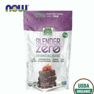 NOW Food Slender Zero Organic Allulose Zero Calories Sugar Substitute for Baking and Beverages No Added Ingredients Plant Based 12 oz (340 g)