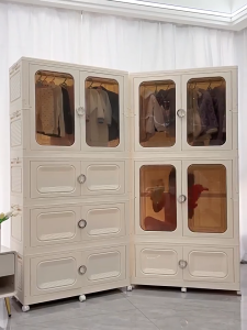 Foldable Wardrobe L80CM Stackable Storage Drawer Chest Large Capacity Double Door Storage Cabinet