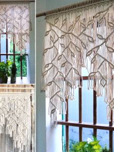 Nordic Style Wall Decoration Woven Curtain Pendant Leaves Door Curtain and Partition Curtain Bed & Breakfast Tapestry Outdoor Wedding Background