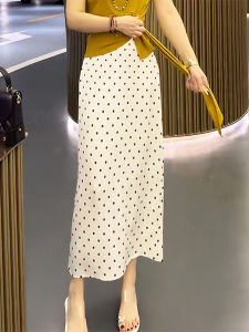 Elegant Dot Acetate Satin Straight Skirt