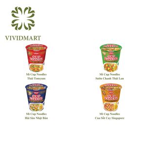 [LY LẺ] - NISSIN - Mì ly Cup Noodles 4 vị: Hải sản Nhật Bản Thái Tom Yum Cua sốt cay Singapore Sườn chanh Thái Lan (67g-74g/ly)