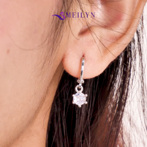 MEILYN Anting Jurai Wanita Permata Gemma Bulat GG6 5mm Lapis Perak 0272011605