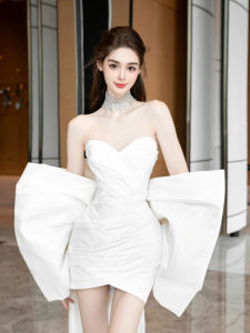 French Style Fancy Tube Top Light Wedding Dress Small Satin Short Bridal Wedding Wedding Veil Welcome Morning Gowns Dress