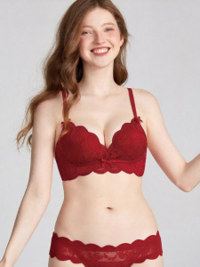 Miss Curiosity | Lucky Year Red Gathering Bralet Set Lace