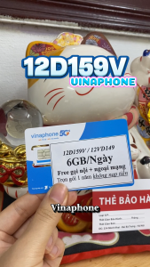 Sim 5G Trọn Gói 1 Năm Vina 12D159V 180GB/ 1 tháng 6GB 1 ngày Miễn Phí Gọi Sim 4G Vinaphone Trọn Gói 1 Năm . FREESHIP - CHƯA KÍCH HOẠT.