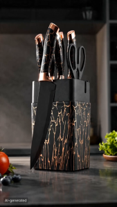 Nipiin Stainless Steel Kitchen Knife Set 7pcs with Knife Block Non-stick Knives Non-slip Handle Knife for Cooking