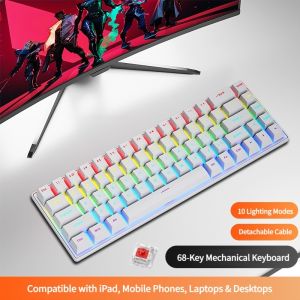 NexusClick K68 Red Switch Wired Mechanical KeyboardRGB Backlit Ergonomic 6°Tilt Gaming Keyboard Plug and Play for Laptop Gamer