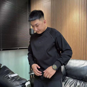 Spring Autumn Mens Simple Embroidery Side Zipper Sweatshirt High Quality Pure Cotton Comfortable Solid Color Long Sleeve Top