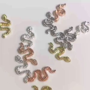 10 Pcs Nail Dekorasi Alloy Gold Silver Aksesoris Kuku Ular Elegan Gaya Eropa dan Amerika