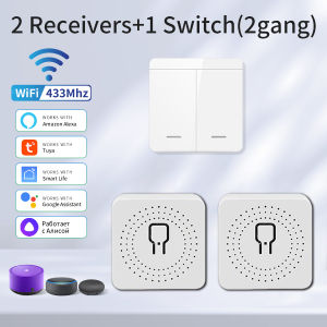 Tuya WiFi Smart Switch RF 433MHz Wireless Wall Panel Switch Smart Home Relay Receiver Work With Smart Life App Alexa Google Home