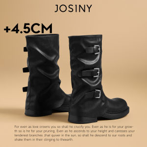 Josiny | Heel Elevating Square Toe Cuff Boots