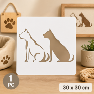 1Pc 11.8 x 11.8 in Dog Silhouette Stencil Sitting Puppy Painting Template for Wall Fabric Canvas DIY Decor