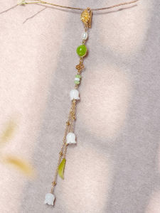 Retro Bellflower Brooch Pin Tassel Hanging Decoration Womens Cheongsam Hanfu Frontal Ornament Alloy Plated Silver Gold