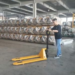 Xe nâng tay bơm thuỷ lực chất lượng cao 450x800mm trọng tải 2.5 tấn bánh xe đôi PU có phanh tay