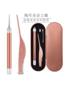 Glowing Ear Spoon Set for Babies And Adults Ear Wax Tweezers Ceramic Ear Cleaning Tools Visible Light Ear Dredging Baby Care