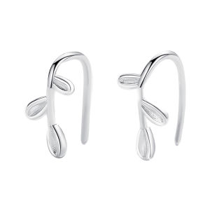 Little Elk Cute Sprouted Leaves Sterling Silver Elf Earrings