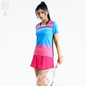 New Quick-Drying and Quick-Drying Sweat-Absorbent Mens and Womens Sports Badminton Clothing Suit Short Sleeve T-shirt Summer Training Volleyball Jersey Table Tennis
