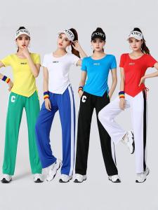 DTHN | 2024 Spring Autumn Square Dance Fitness Clothes Womens Modal Sporty Top Bottom Set Middle Aged And Elderly Dancing Outfit