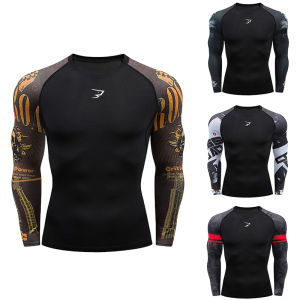 Men Running Compression T-shirt Long Sleeve Sport Tees Gym Fitness Sportshirts Male Jogging Sportswear Homme Athletic Shirt Tops