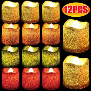 Glitter Flameless Candles Valentines Day Romantic Tea Light Battery Operated LED Light for Home Decoration Wedding Party Xmas Decoration Light