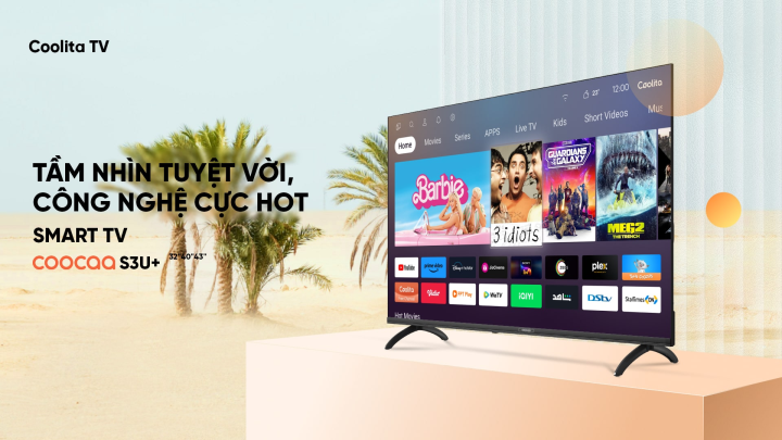 Tivi 43 inch Giá Rẻ SMART TV FHD Coocaa 43 inch 43S3U+ Full HD - tivi giá rẻ - CC Cast, Dolby audio, Youtube, Hệ điều hành OS Coolita - Tặng 1 Năm ClipTV, FPT 12