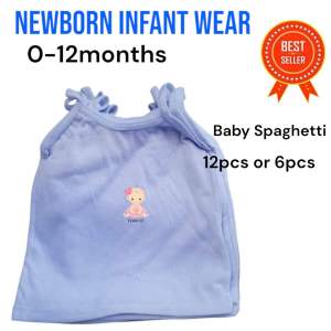 12pcs-6pcs Plain White spag terno pambahay for baby girls 0-12months
