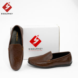 Giày mọi nam da bò cao cấp dành cho giới công sở SIGOURNEY màu nâu SIG-20 bảo hành 18 tháng