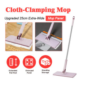 Automatic Clip Lazy Mop 360° Rotation Telescoping Mop Cloth Changing Mini Mop Wet & Dry Flat Mop Floor Cleaning Tools Mop Lantai 懒人夹布拖把