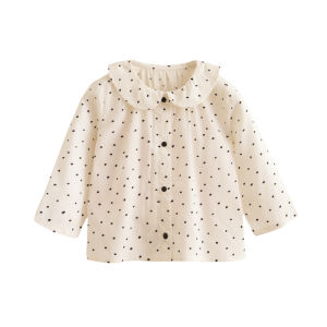 enhennbaby | Áo Sơ Mi Bé Gái Chấm Bi Cột Nơ Cotton