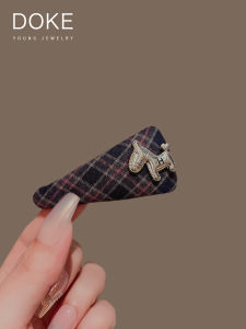 Elegant Plaid Horse Hair Clip Womens Fashion Side Card BB Clip Triangle Shape Adult Hair Accessories Korean Style Hair Grips