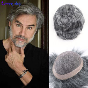 Hệ Thống Tóc Giả Nam Màu Xám Chất Liệu Lưới Thoáng Khí Tóc Giả Nam Giả Da Đầu Tự Nhiên Với Đường Chân Tóc Tự Nhiên Tóc Giả Nam Giả Tóc Remy Ấn Độ Kích Thước 8x10 Inch
