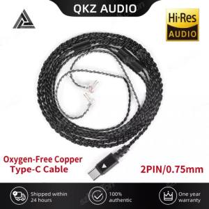 QKZ | QKZ TC100 Earphone Cable Type-C 2PIN 0.75mm Wired Headphones Replacement Upgraded Wire For KZ ZSN ZSX PRO X ZS10 CCA TRN Headset