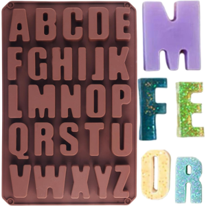 Chocolate letter silicone handicraft molds reusable crayon wax molds cake decoration silicone letter molds candies chocolate