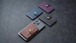 SUTENI Luxury Faux Leather Flip Pocket Card Holder Storage Magnet Mobile Phone Magnetic Buckle Stand Business Style Wallet