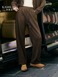 High Waist Wide Leg Pants Womens Brown Sports Casual Trousers Sweatpants KAMILAN Cardigan Casual Straight Leg Trousers