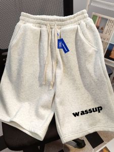 กางเกงขาสั้นทรงตรงผ้าฝ้ายแท้สำหรับฤดูร้อน กางเกงขาสั้นทรงหลวมสไตล์อเมริกันย้อนยุคสำหรับผู้ชายและผู้หญิง กางเกงขายาวทรงสปอร์ตสำหรับฤดูร้อน