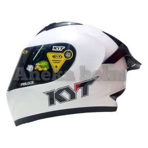 paket ganteng KYT R10 white/putih flat visor iridium