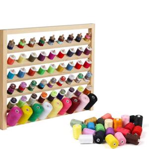 Wall Mounted Wooden Spool Organizer 54 Axles