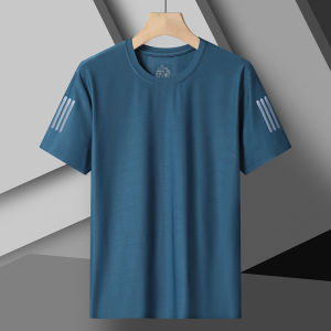 Ultra-Value Ice Silk Short Sleeve T-Shirt Mens Summer Breathable Quick-Drying Large Size Sports Running Top Quality Polyester Spandex