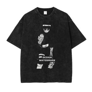 Bandai | Bandai Anime Obito T-shirts Manga Vintage Washed Rock Lee T Shirt Short Sleeve Ninja T-shirt Tops Tees Man 100% Cotton
