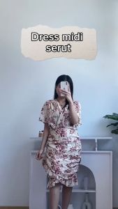 [Basica Moda] 6911 Gaun Dress Mini Wanita Pandoria Ruffle Bunga Crepe Import