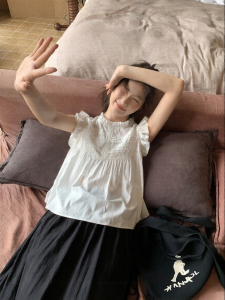 NIHAOKANONG | Bộ Áo Camisole Rộng Rẽ Voan Hoa Có Nếp