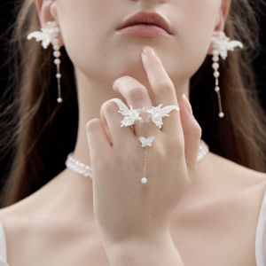 Bing Mirror Dance Series Original Niche Stylish Butterfly Wings Super Fairy Crystal String Beads Ring Sterling Silver for Women