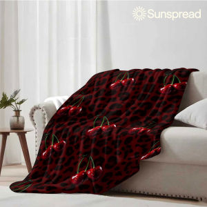 Beast Kingdom | Cherry Leopard Print Soft Warm Flannel Blanket Lightweight Cozy Christmas Halloween Home Decor Room