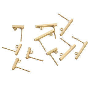 2pcs/bag 14K Gold Plated Brass Long Square Thread Ear Pin with Hanger For DIY Fashion Earring Jewelry Making