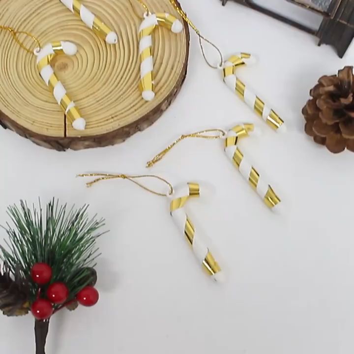 【lower Price】24Pcs Christmas Candy Cane Ornaments, Xmas Acrylic Candy Canes, Christmas Tree Hanging Pendant, New Year Christmas Party Decoration