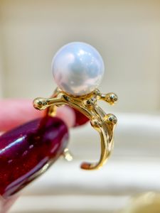 DIY จี้ไข่มุกเงิน 925 รูปแบบเปล่า สีทองและเงิน แหวนไข่มุกกลมขนาด 9-13 มม. อุปกรณ์ทำเครื่องประดับแฟชั่นใหม่