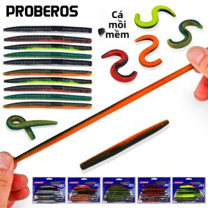 Proberos 10 Chiếc Wacky Con Sâu Nhựa Mềm Mồi Bộ Bass Cá Hồi Nước Ngọt Nước Mặn Mồi Câu Cá Đại Dương Sông Hồ Mồi Sâu